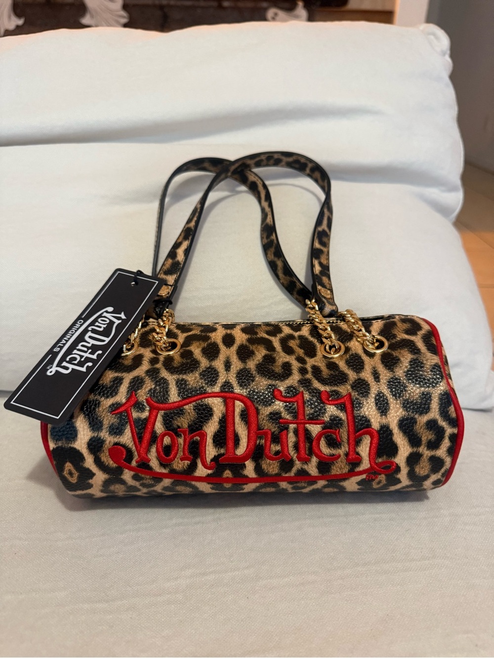 Von Dutch Red Leopard Print Purse